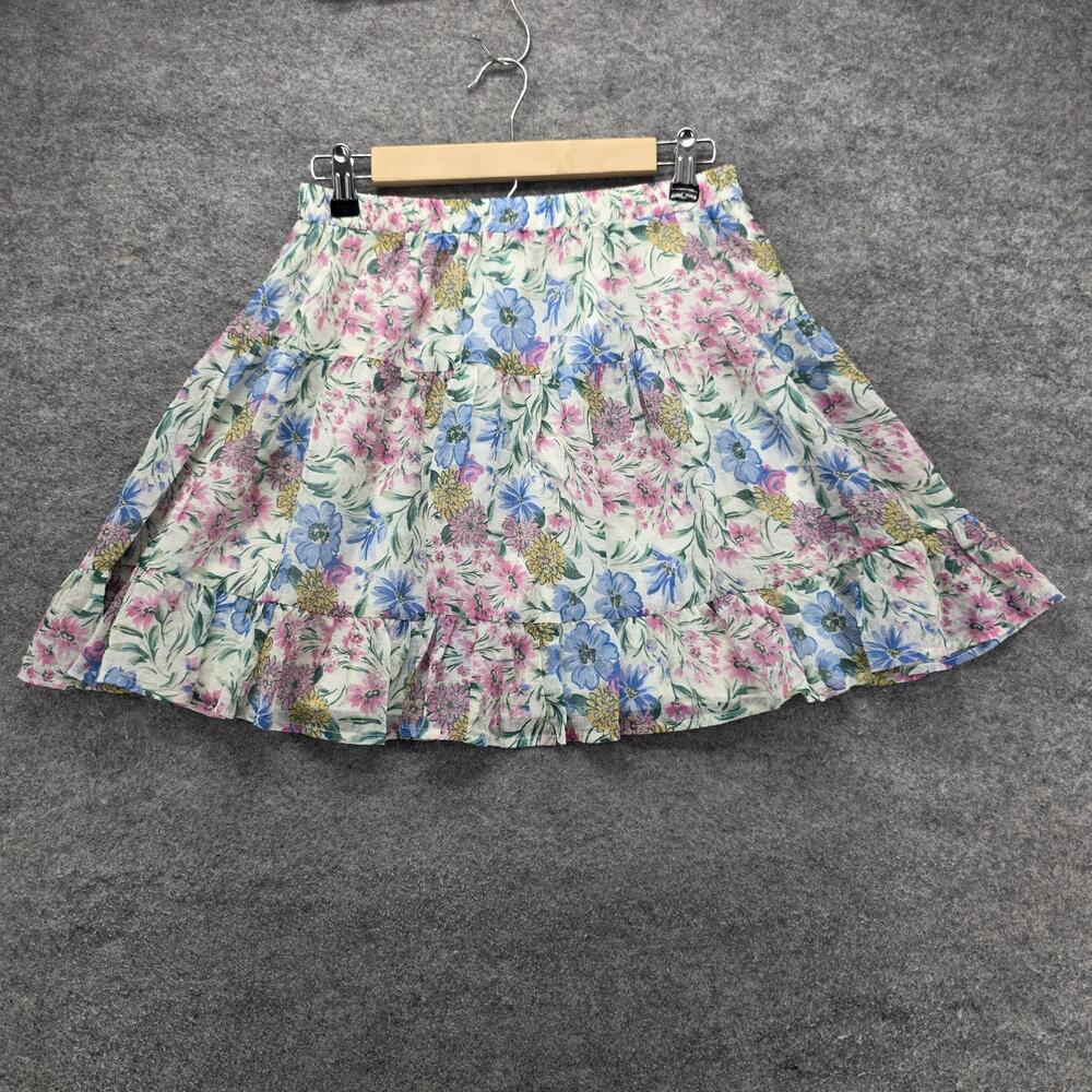 Lulus Skirt Womens Medium Floral Multicolor Tiered Mini Ruffle Elastic Waist